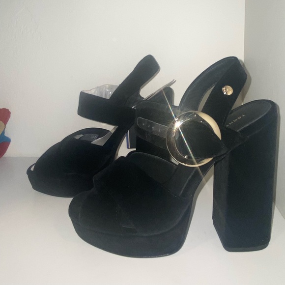 Tommy Hilfiger velvet platform block heel - Picture 2 of 6